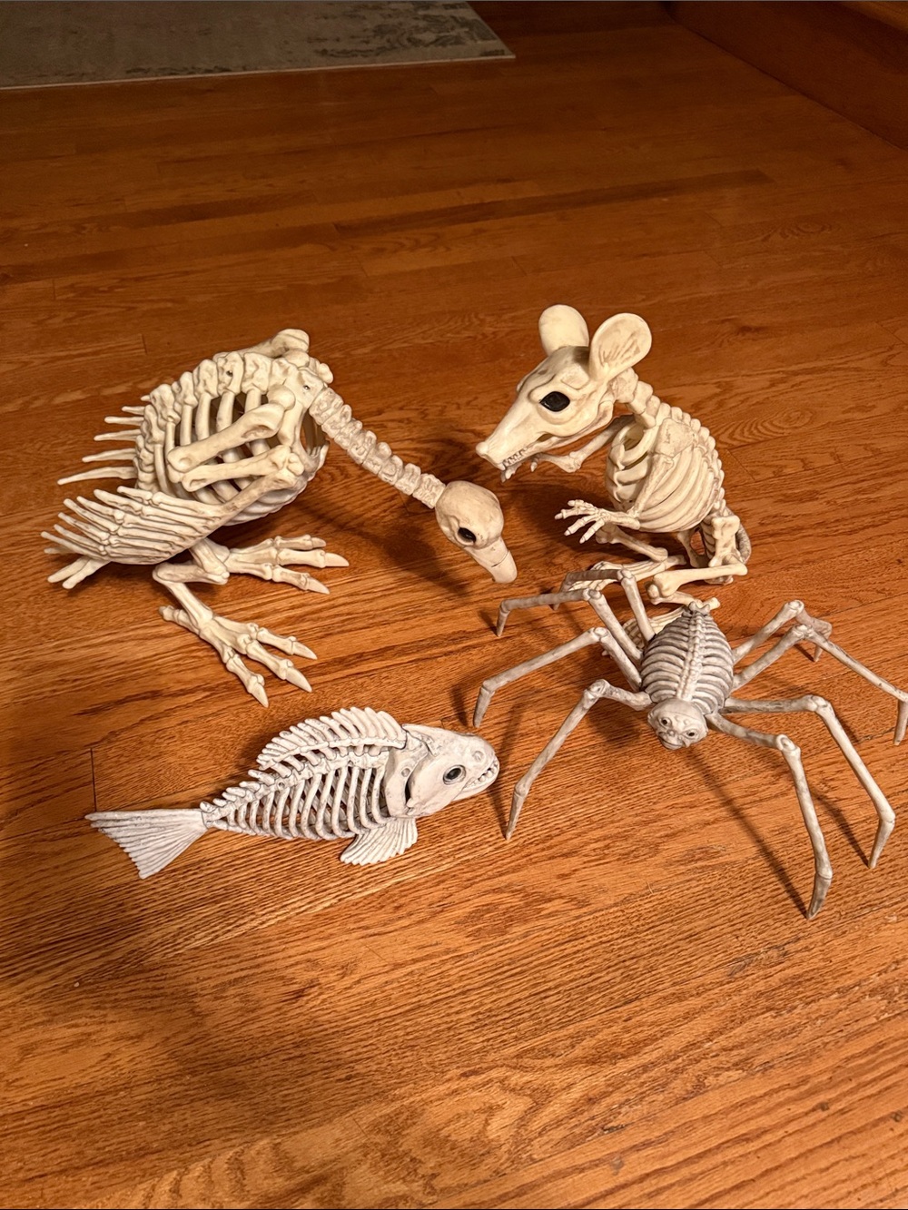 Halloween Small Animal Skeleton Toy Set – White